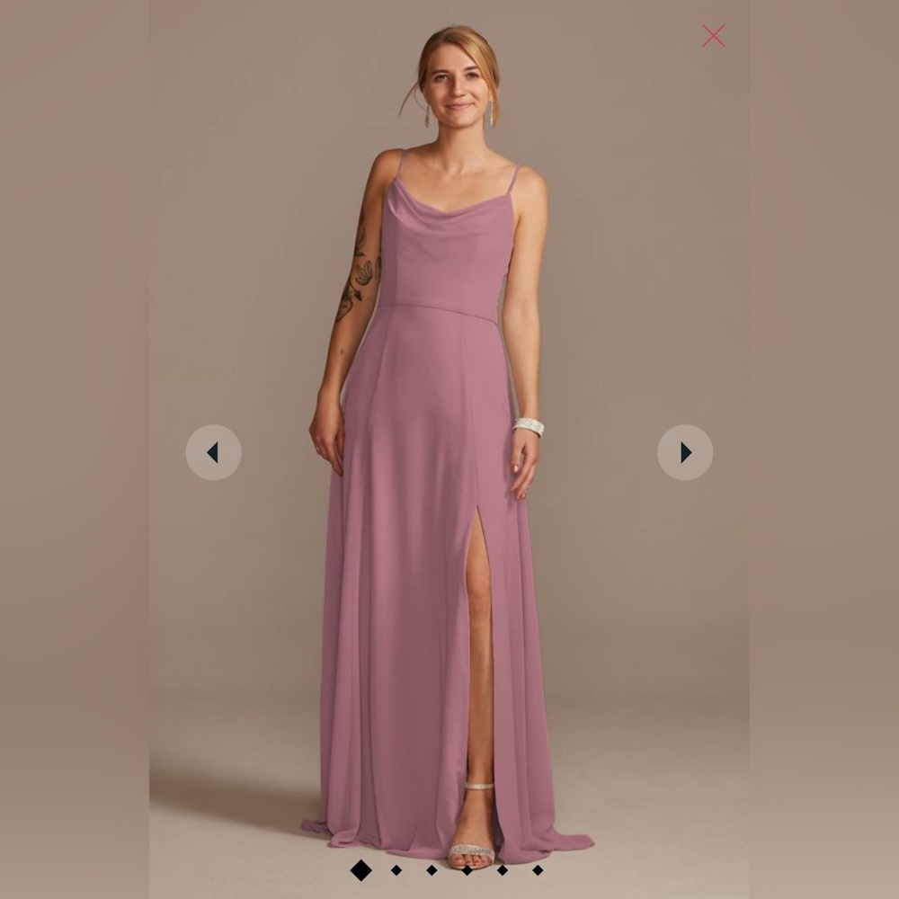 Bridesmaid Dress - Cowl Neck Chiffon with Slit